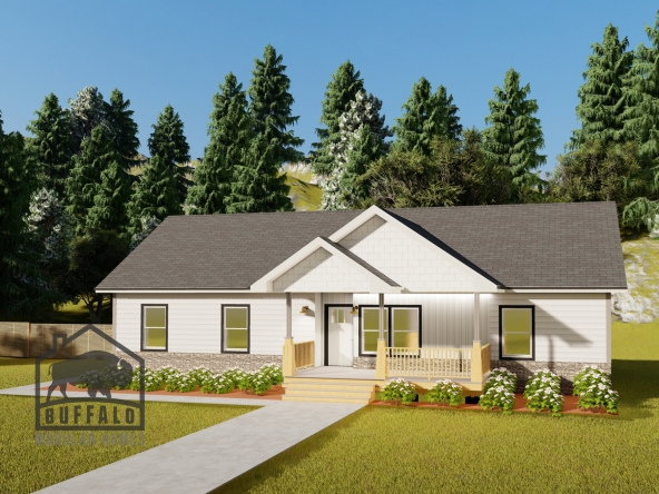 Limited series prefab modular home plan rendering