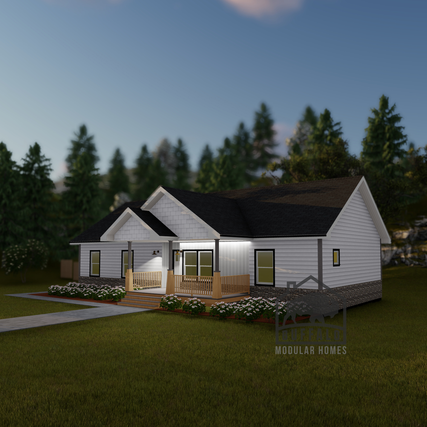 Limited series prefab modular home plan rendering