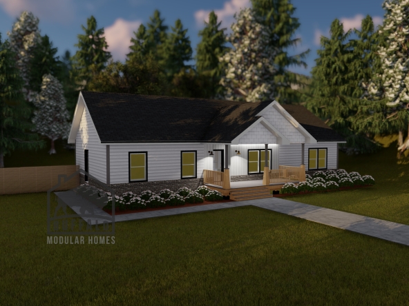 Limited series prefab modular home plan rendering