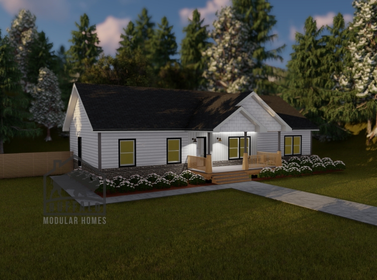 Limited series prefab modular home plan rendering