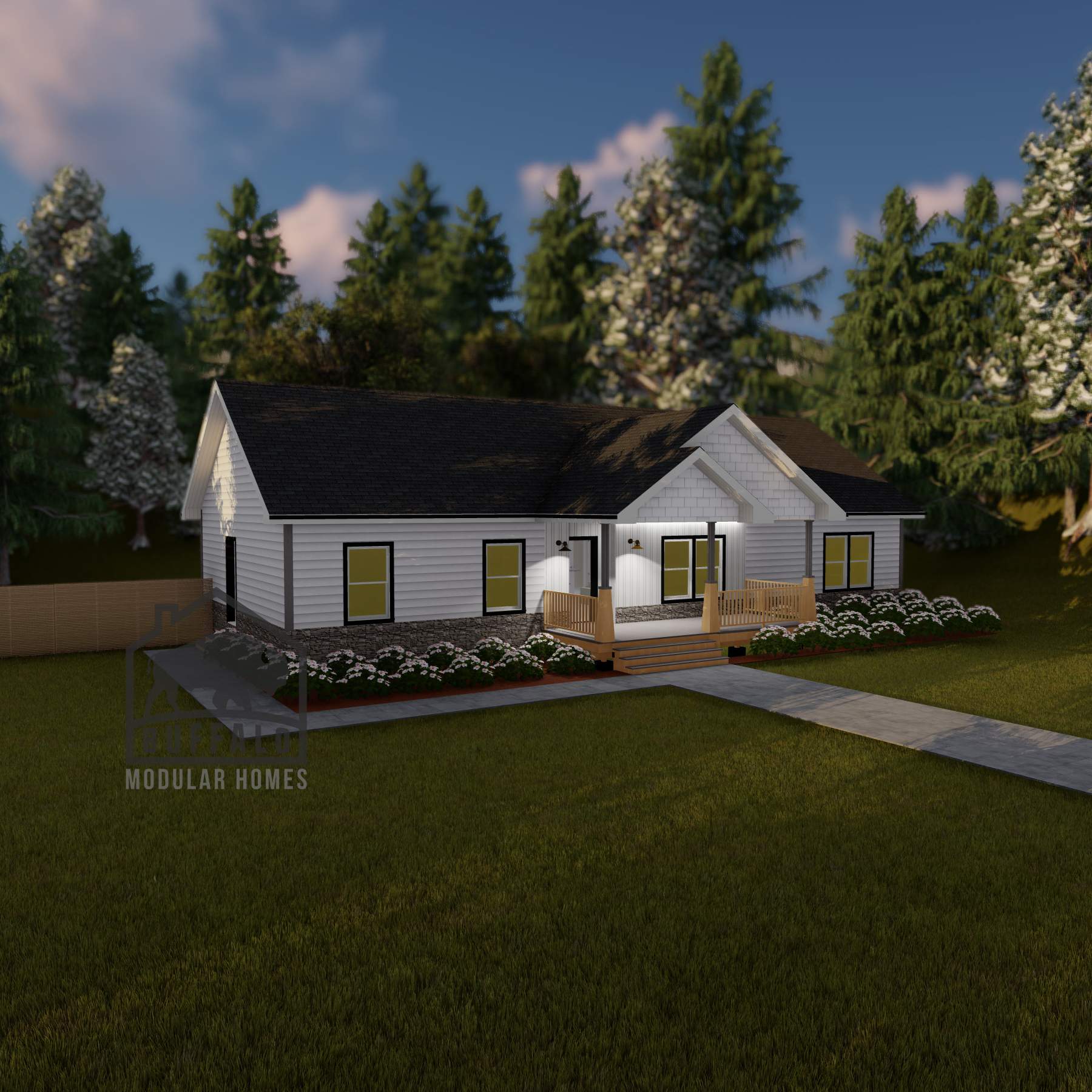 Limited series prefab modular home plan rendering