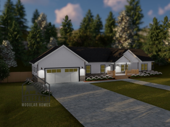 Limited series prefab modular home plan rendering