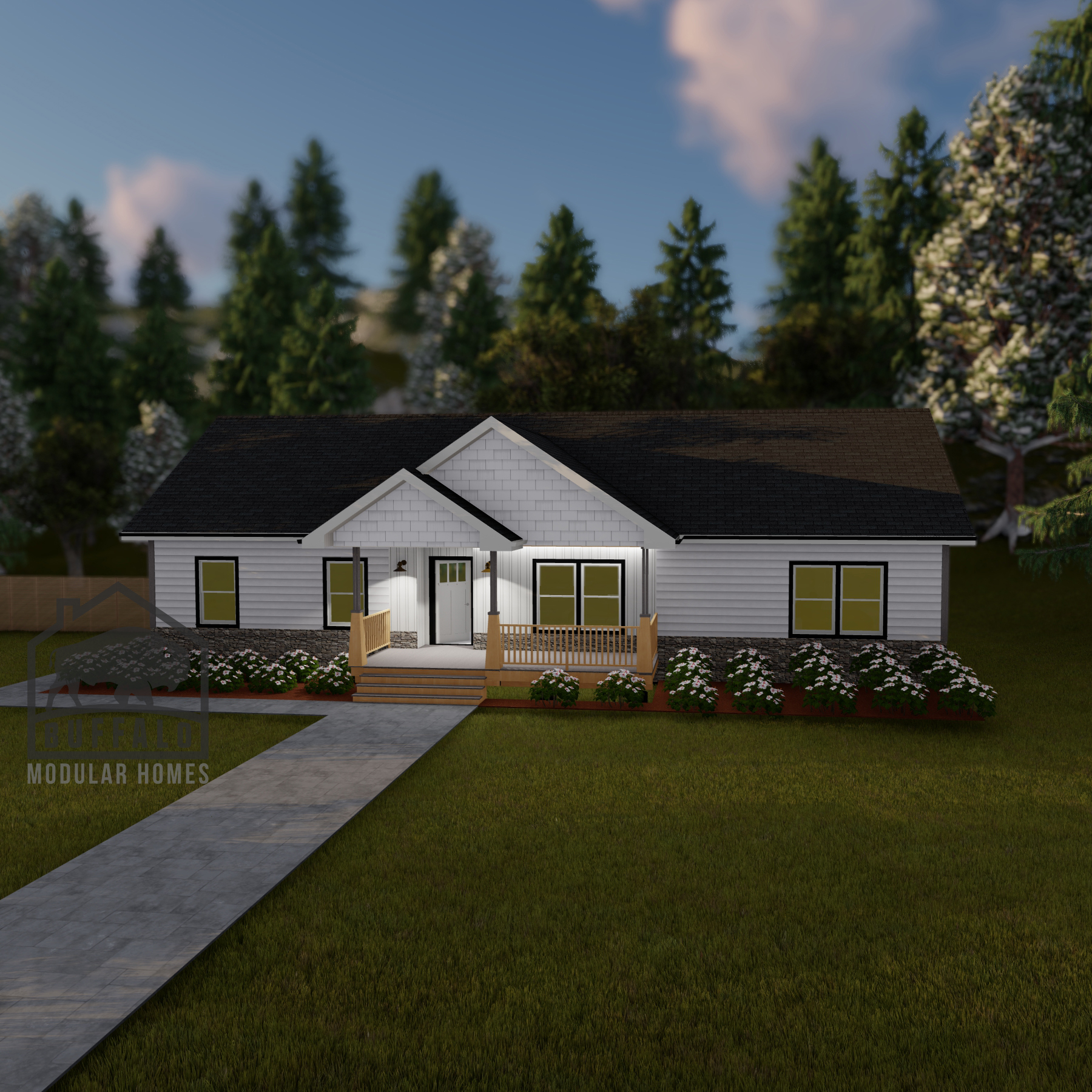 Limited series prefab modular home plan rendering