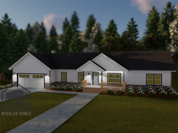 Limited series prefab modular home plan rendering