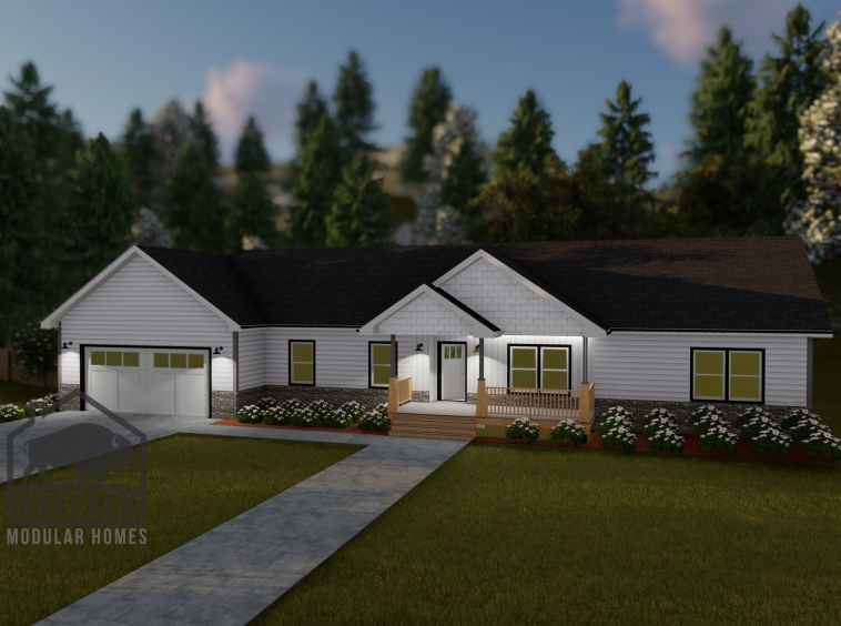 Limited series prefab modular home plan rendering