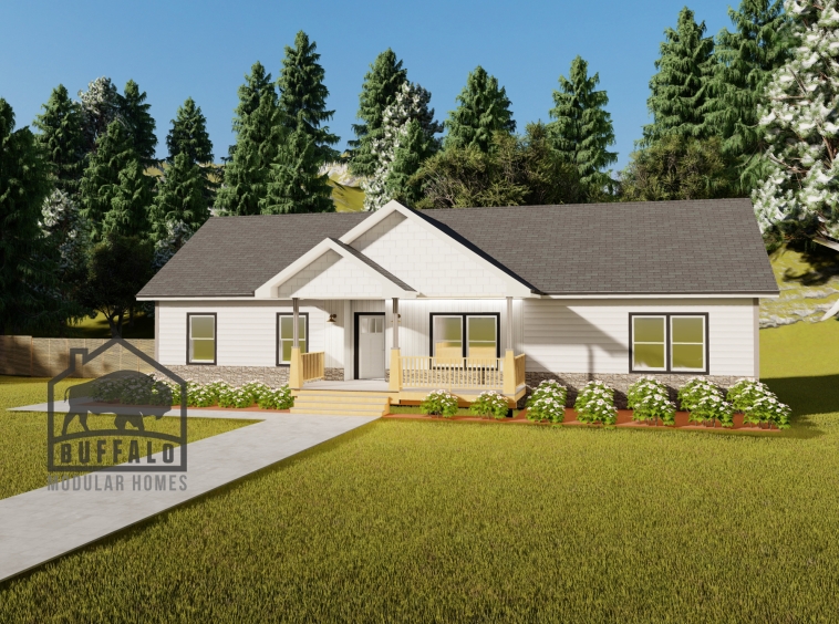 Limited series prefab modular home plan rendering