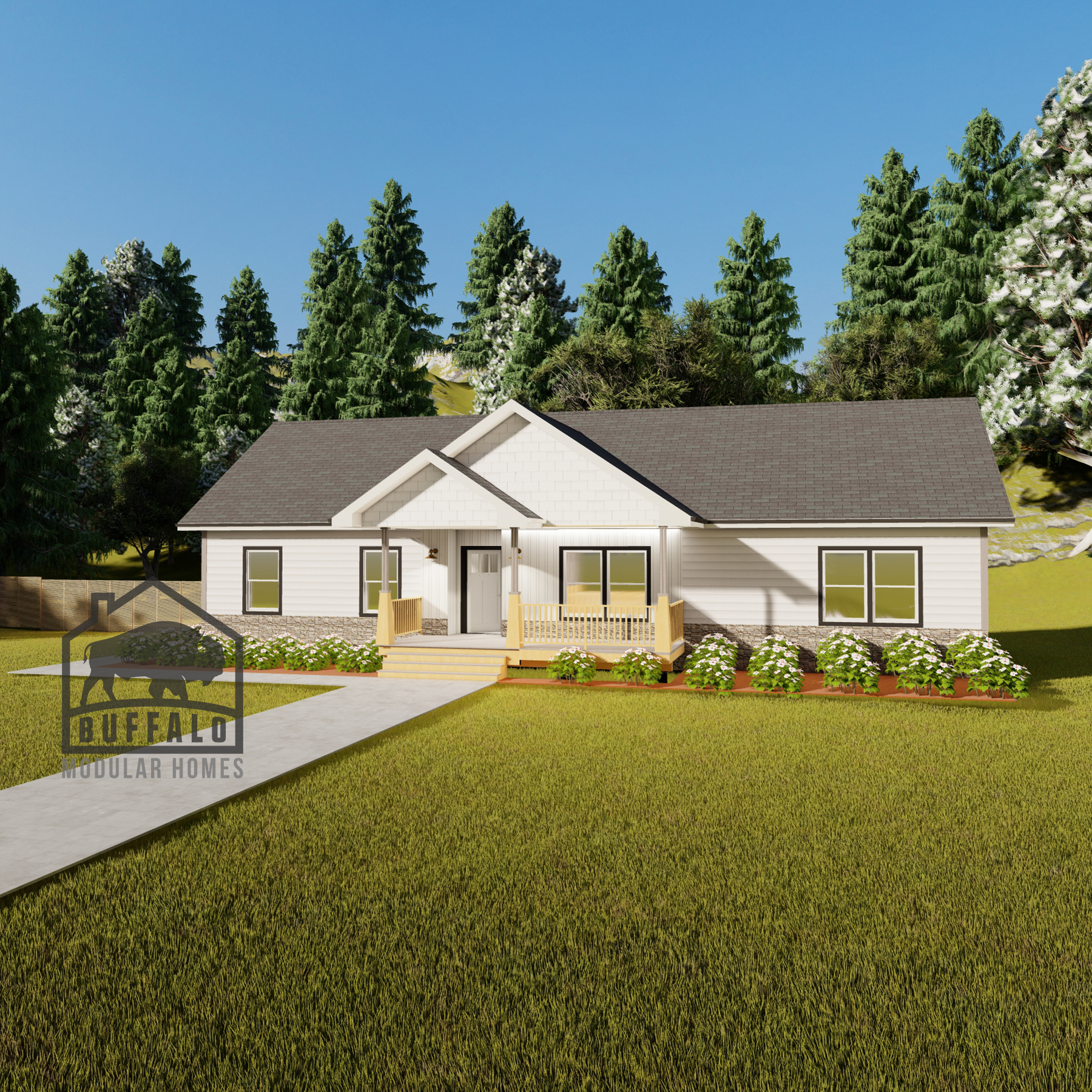 Limited series prefab modular home plan rendering