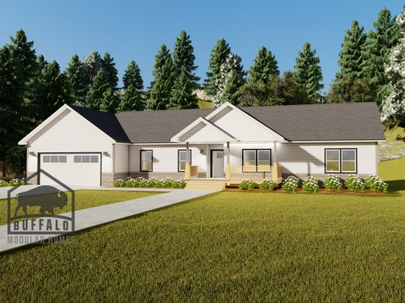 Limited series prefab modular home plan rendering