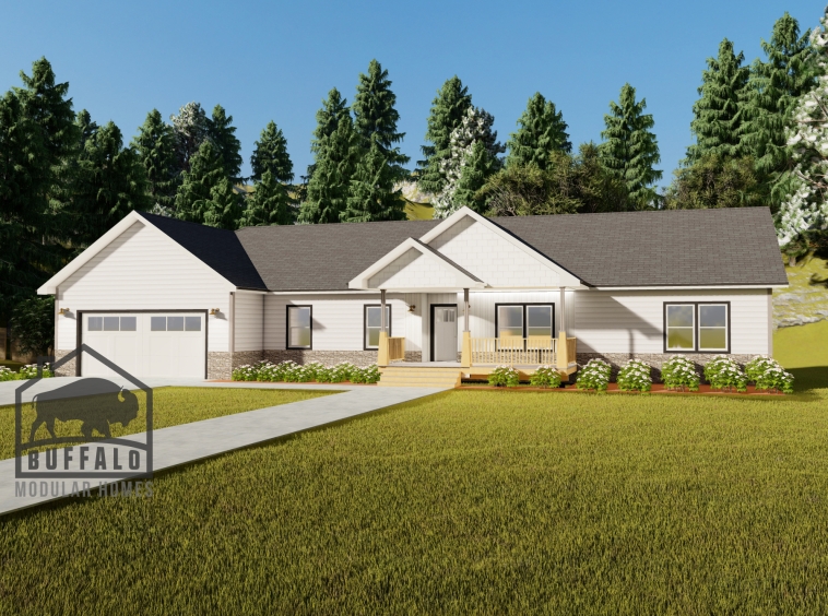 Limited series prefab modular home plan rendering