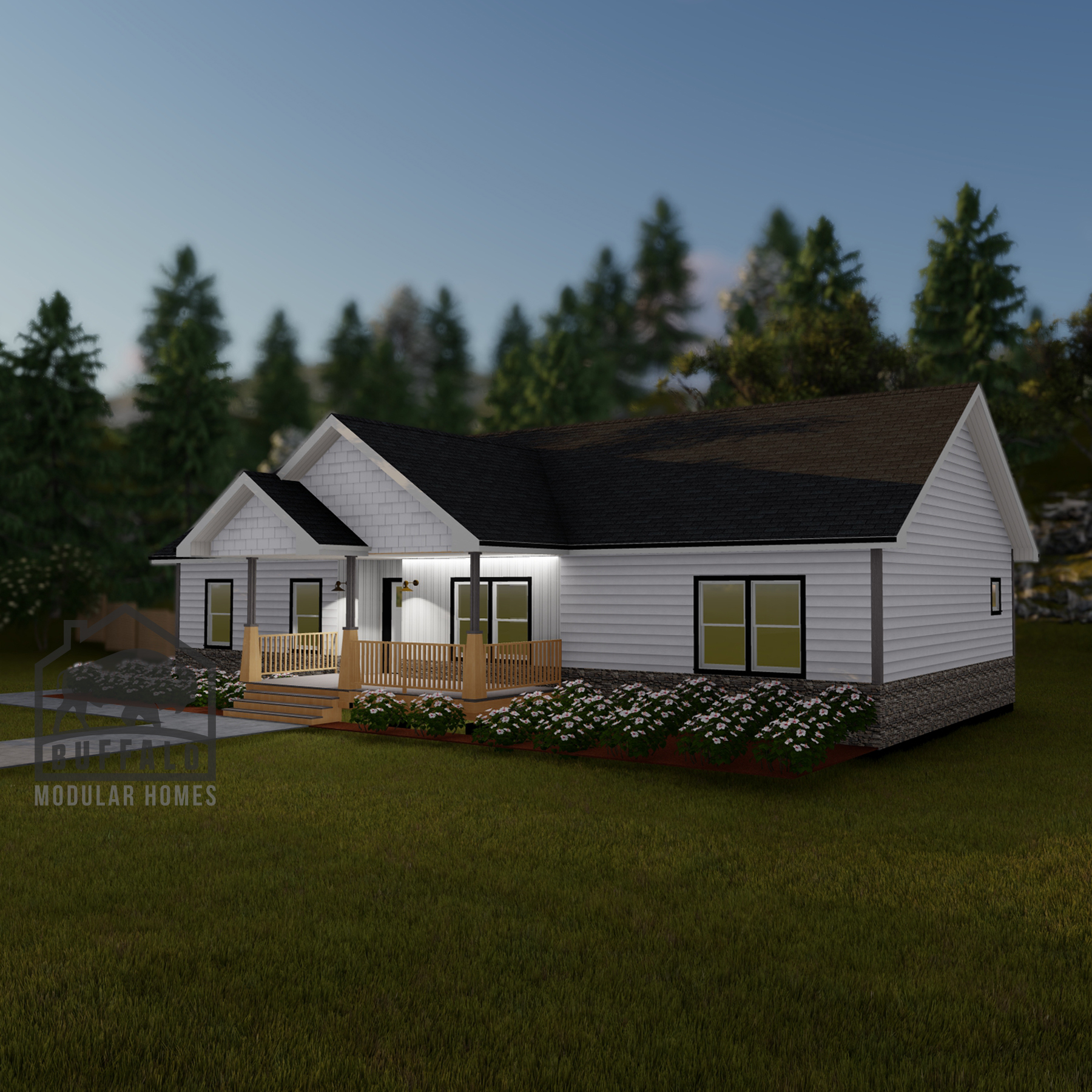 Limited series prefab modular home plan rendering