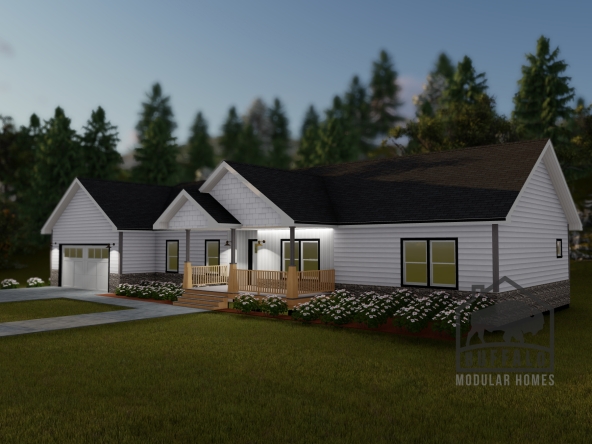 Limited series prefab modular home plan rendering