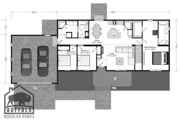 Limited series prefab modular home plan rendering