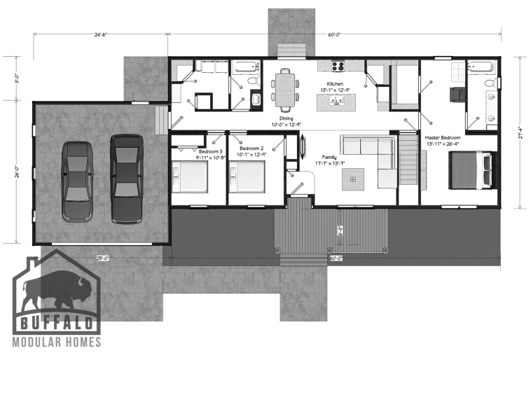 Limited series prefab modular home plan rendering