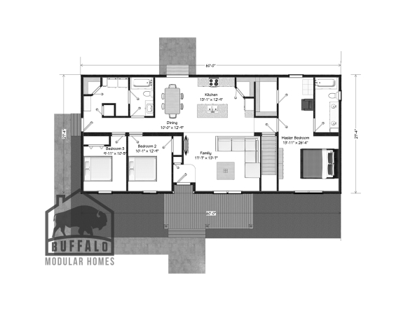 Limited series prefab modular home plan rendering