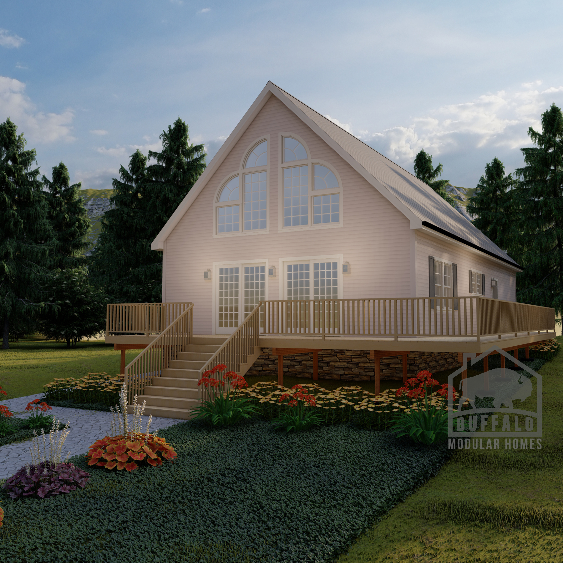 Bayview chalet - front elevation 4w