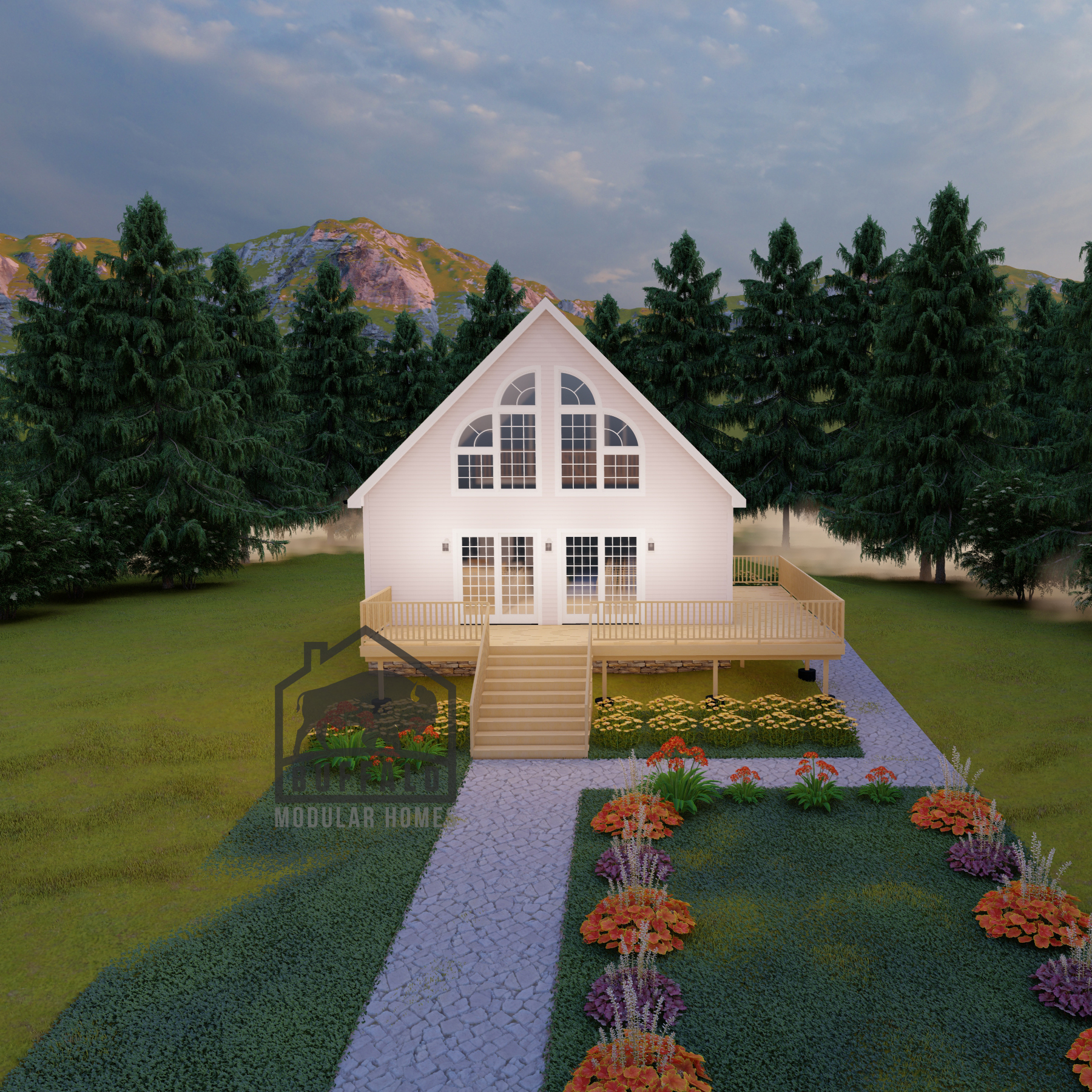 Bayshore chalet - front elevation 12 w