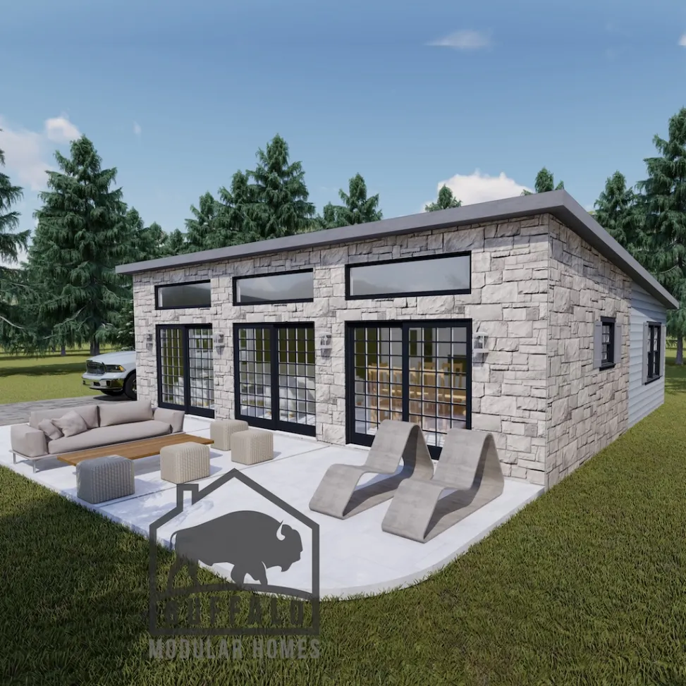 buffalo-sloped lot modular home