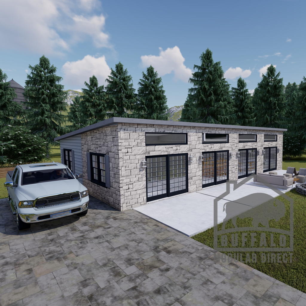 Sloped house design rendering buffalo modular 1550