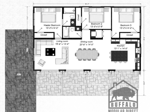 Sloped house floor plan buffalo modular 1550