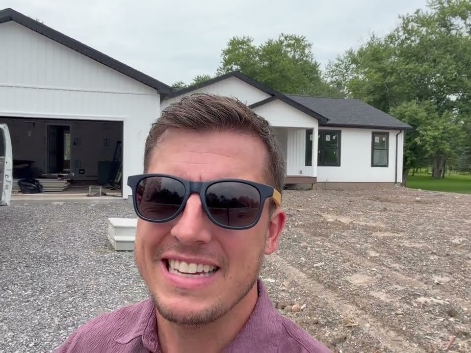 Custom modular ranch home by Buffalo Modular, exterior view from the walkthrough video